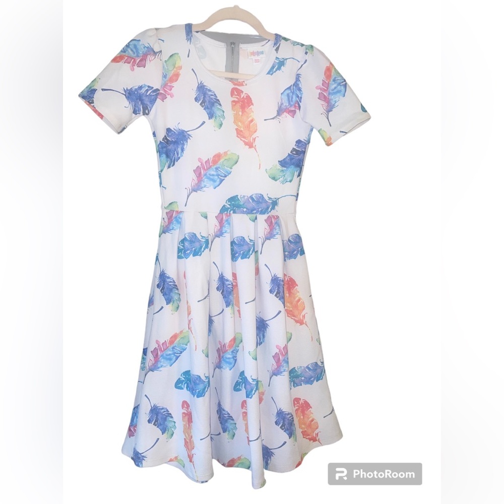 🦄🌈 Unicorn Amelia WaterColor Feathers White Dress XXS